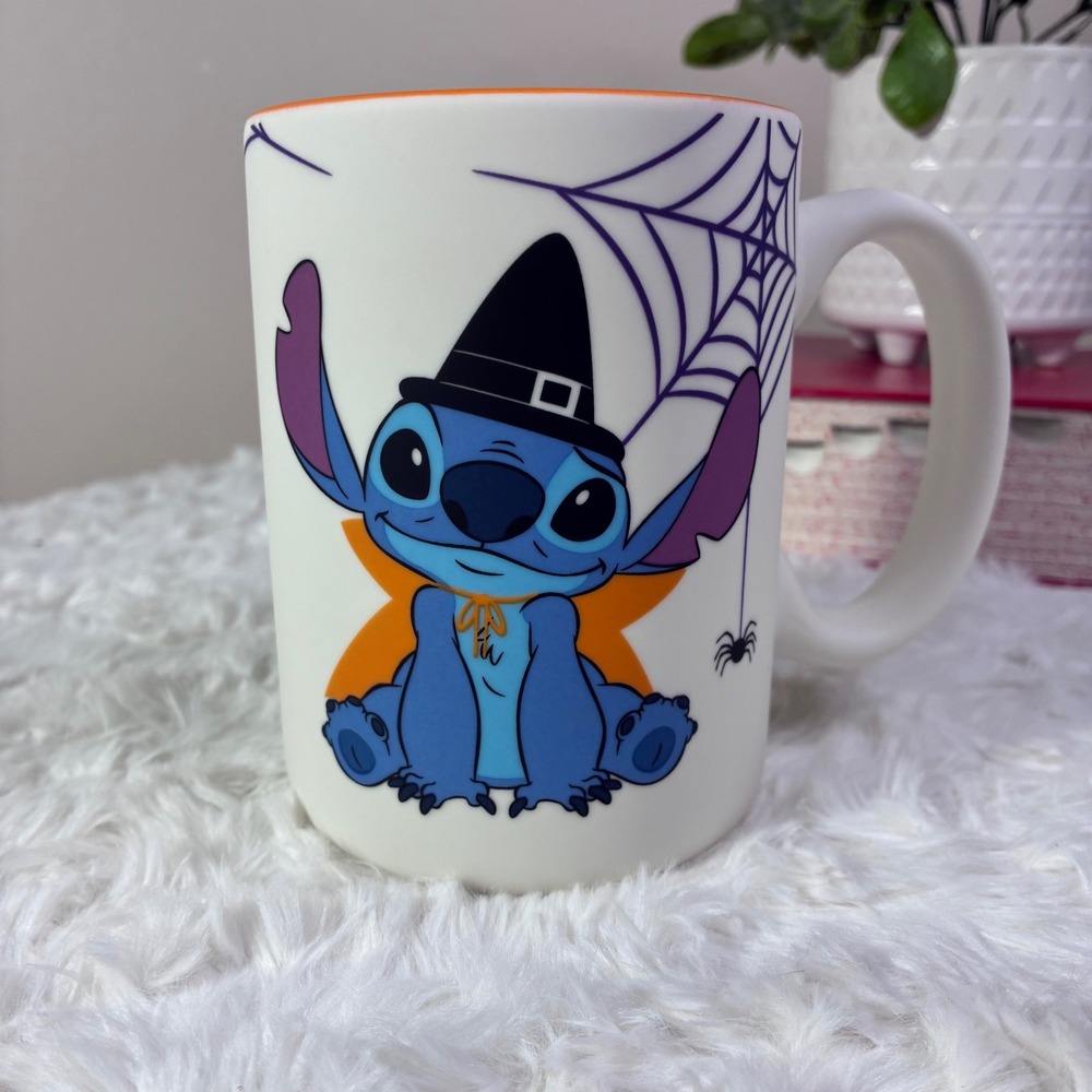Disney Stitch Halloween Soft Touch Mug Zrike Brands Witch Pumpkin Spooky Cobwebs